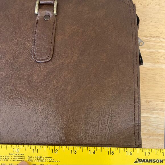 Vintage LL Bean Classic Brown Leather Briefcase Messenger Satchel Bag One Size - Picture 10 of 11